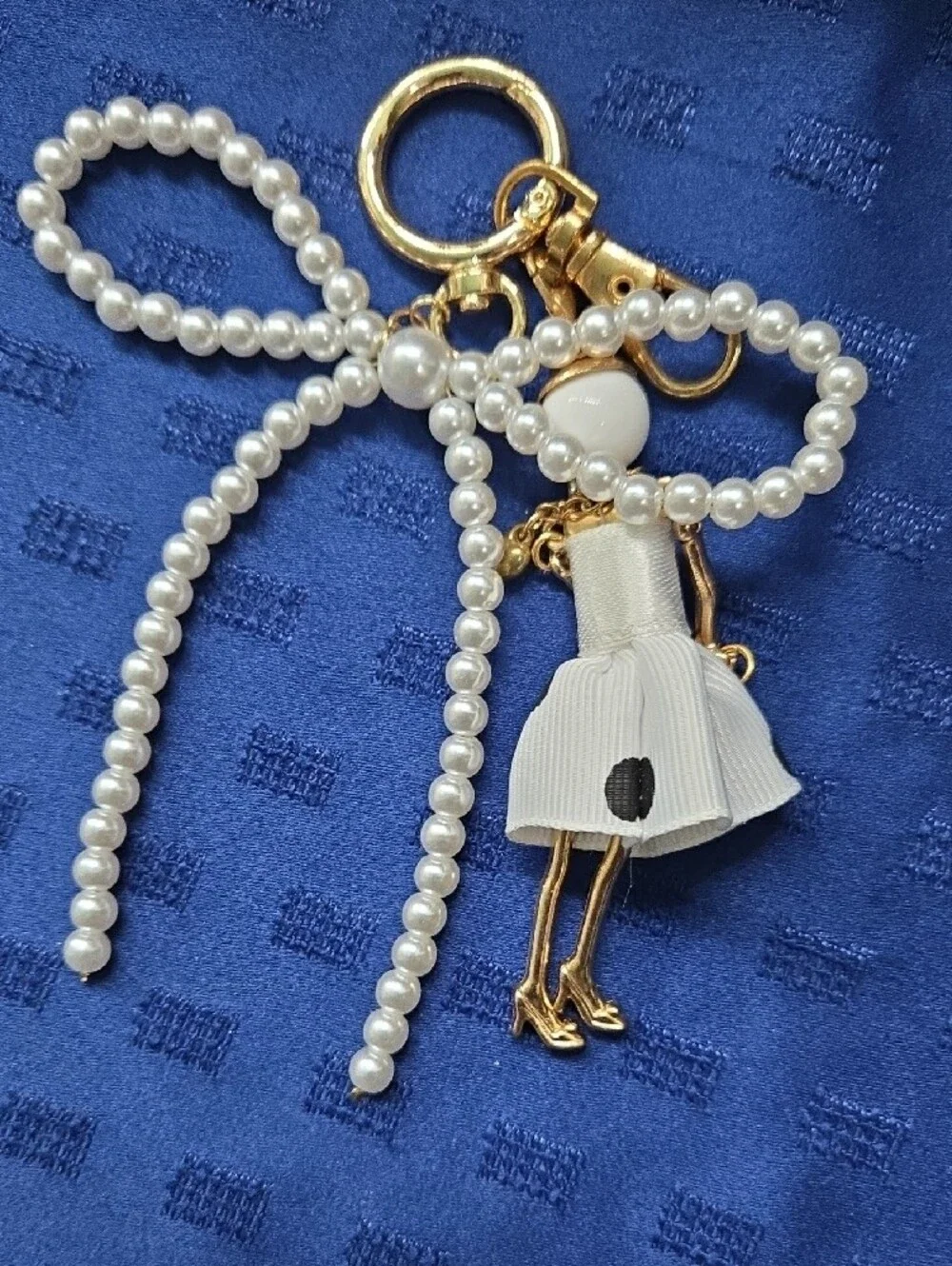 Pearl Bow Doll Key Ring Bag Charm